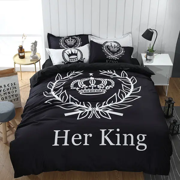Постельное белье Mr и Mrs постельные принадлежности Queen Комплект постельного белья