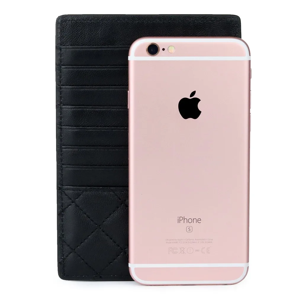 Мужской чехол для кредитных карт черный из натуральной овечьей кожи высокое