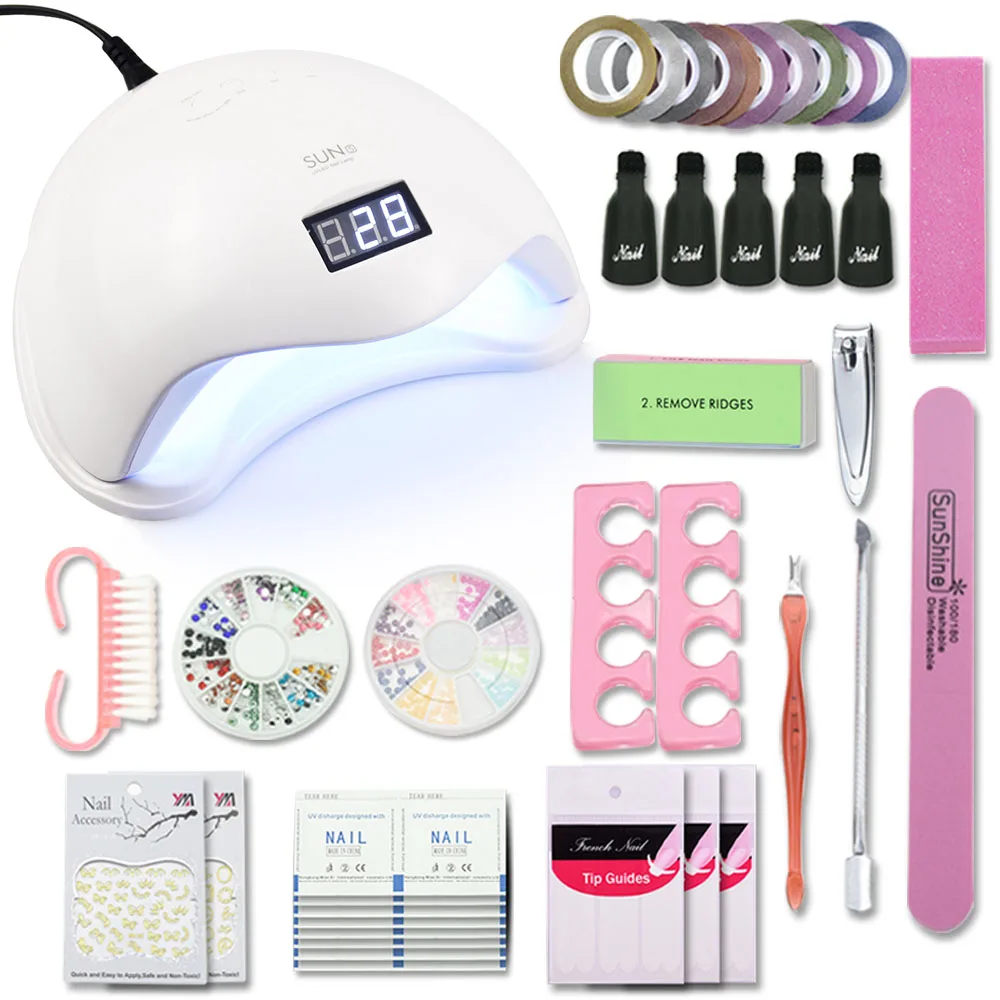 Светодиодный светильник ногтя Набор для ногтей маникюрный набор УФ лампа