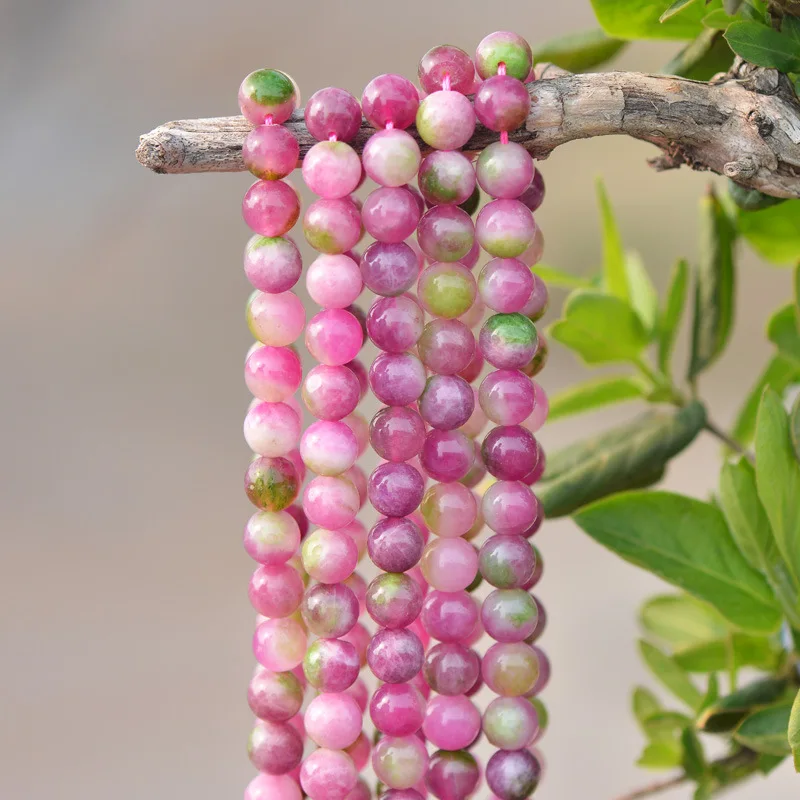 Wholesale Natural 5A Watermelon tourmaline Round bead Stone Beads For Jewelry Making DIY Bracelet Necklace Strand Crystal | Украшения и