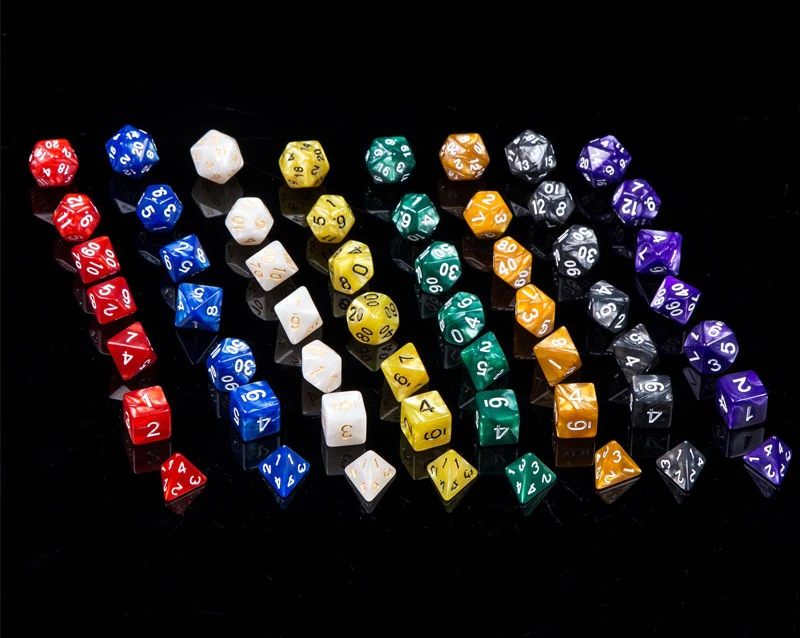 7 шт. набор цифровых кубиков D4, D6, D8, D10, D10%, D12, D20 подземелья драконы многогранные Акриловые Игральные Кости, пластмассовые аксессуары для настольных игр, DnD, RPG GYH