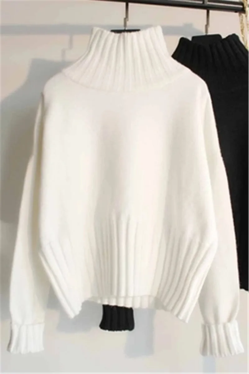 Корейский свитер 2019 с высоким воротником Женский пуловер эластичный вязаный