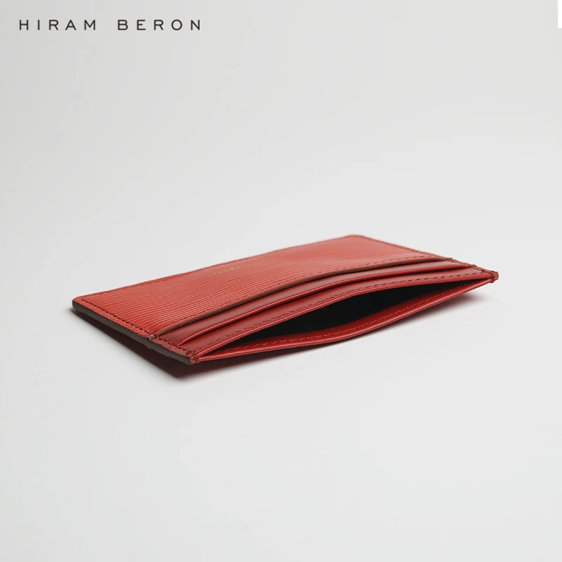 Кожаный тонкий чехол Hiram Beron с монограммой для карт из натуральной кожи