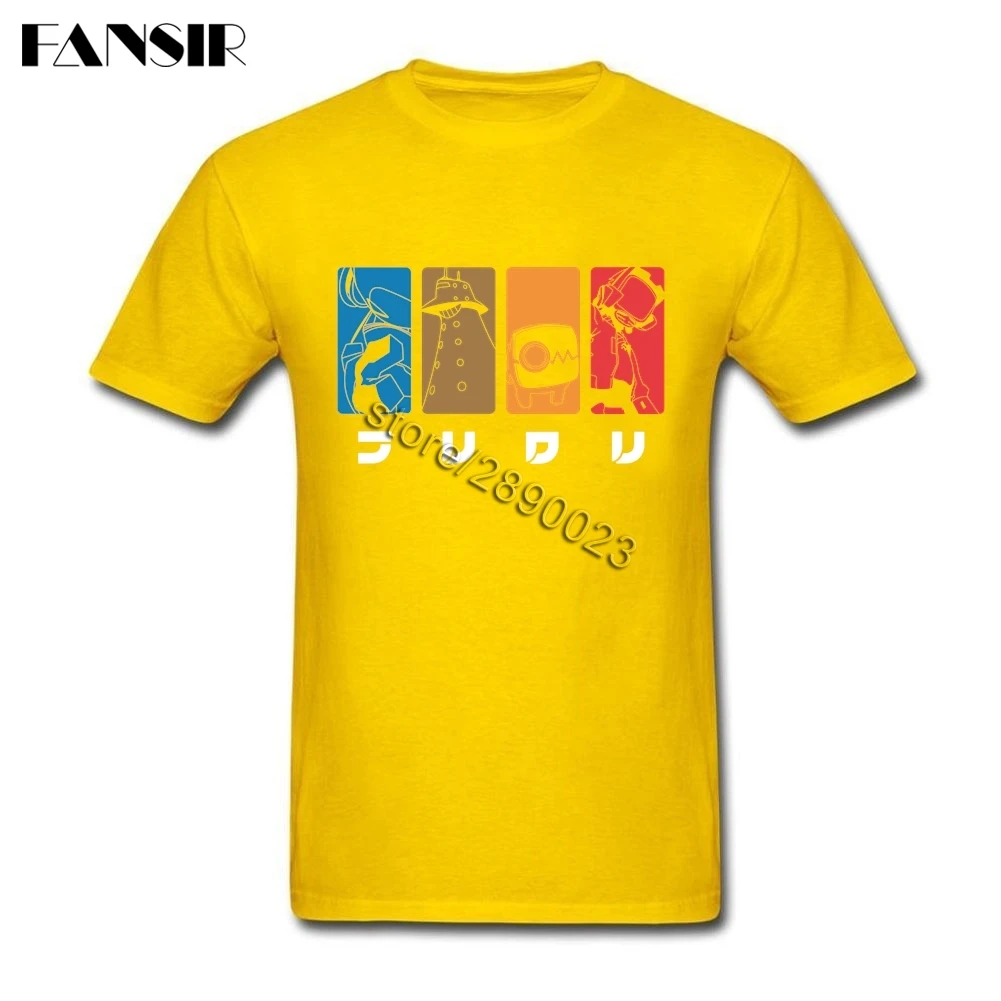 FLCL футболка с короткими рукавами для мальчиков, Camisetas, хлопок, мужская домашняя кофта с круглым горлом, футболка для команды - Цвет: Цвет: желтый