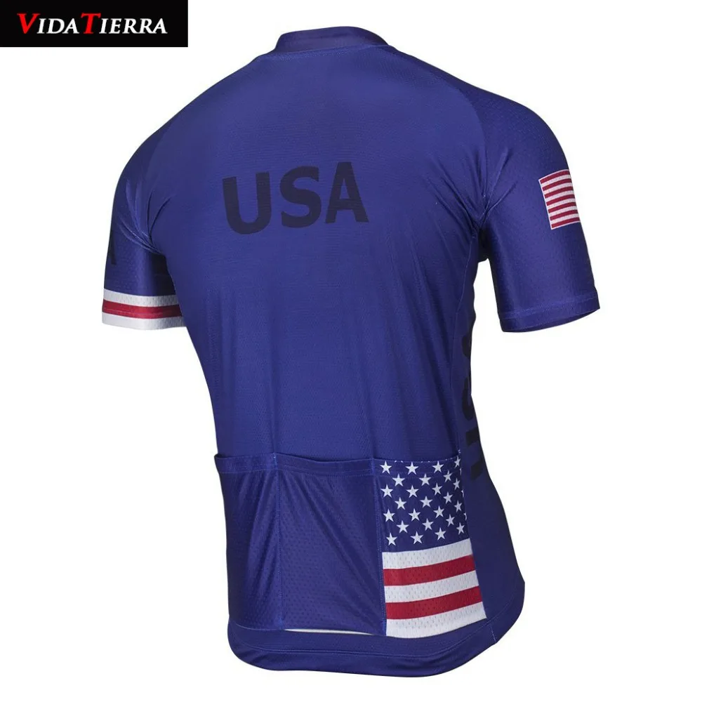 2019 VIDATIERRA мужские синий Велосипеды Джерси США Национальный флаг команда