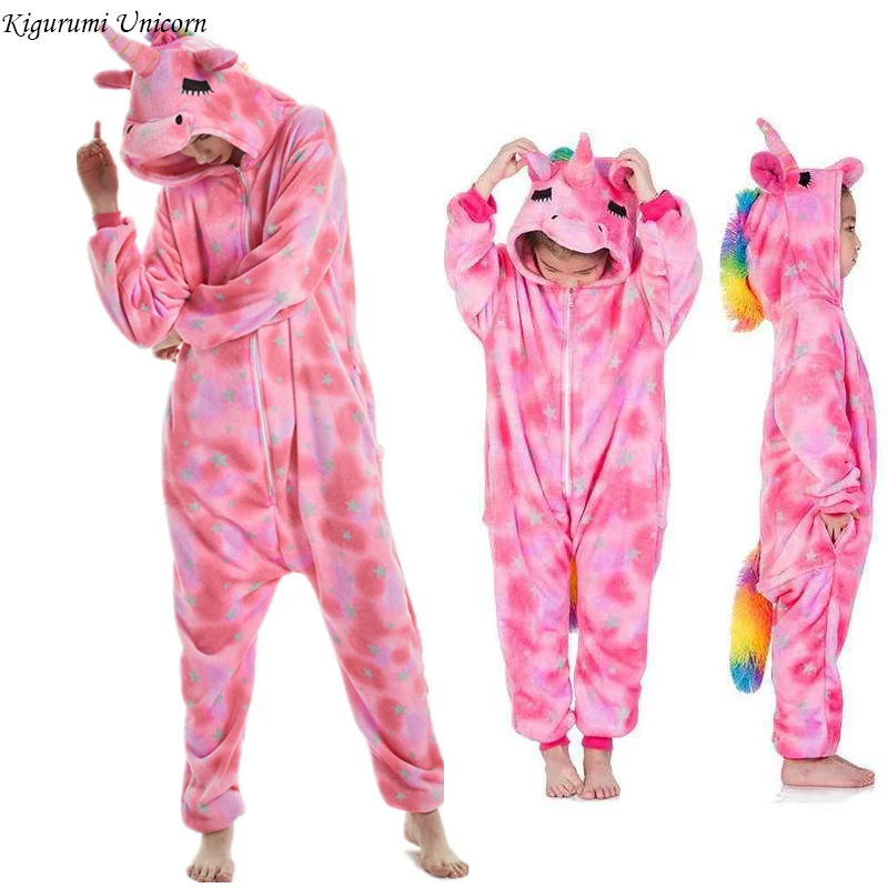Женские пижамы-кигуруми в виде единорога зимняя Пижама-комбинезон животных для