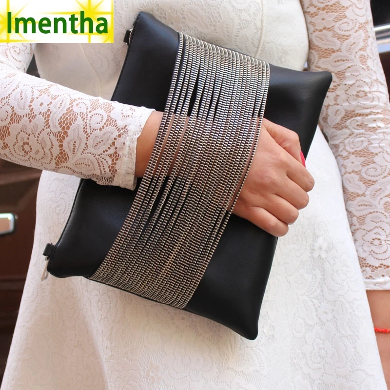 Черная Женская сумка клатч Imentha повседневный кошельки и сумочки вечерние клатчи