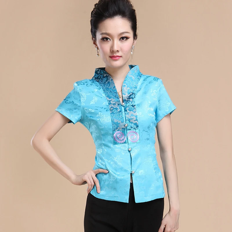 Желтые Модные новые рубашки с коротким рукавом вышивкой китайские традиционные