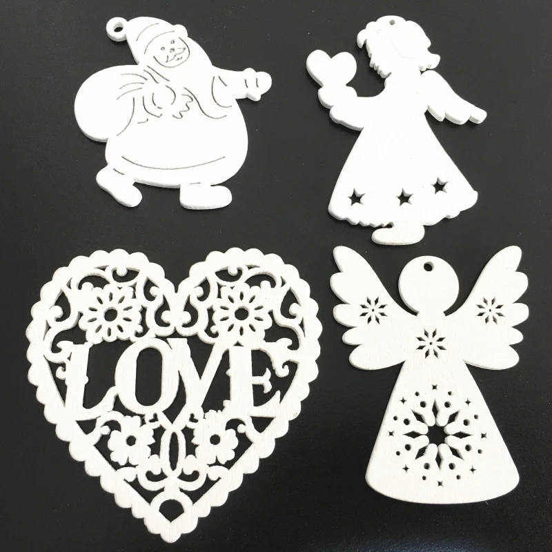 10 шт./компл. белая Рождественская елка орнамент деревянные висячие подвески