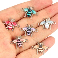 10pcs colorful random bee enamel alloy connectors bracelets charms for diy necklace accessories diy fashion jewelry finding