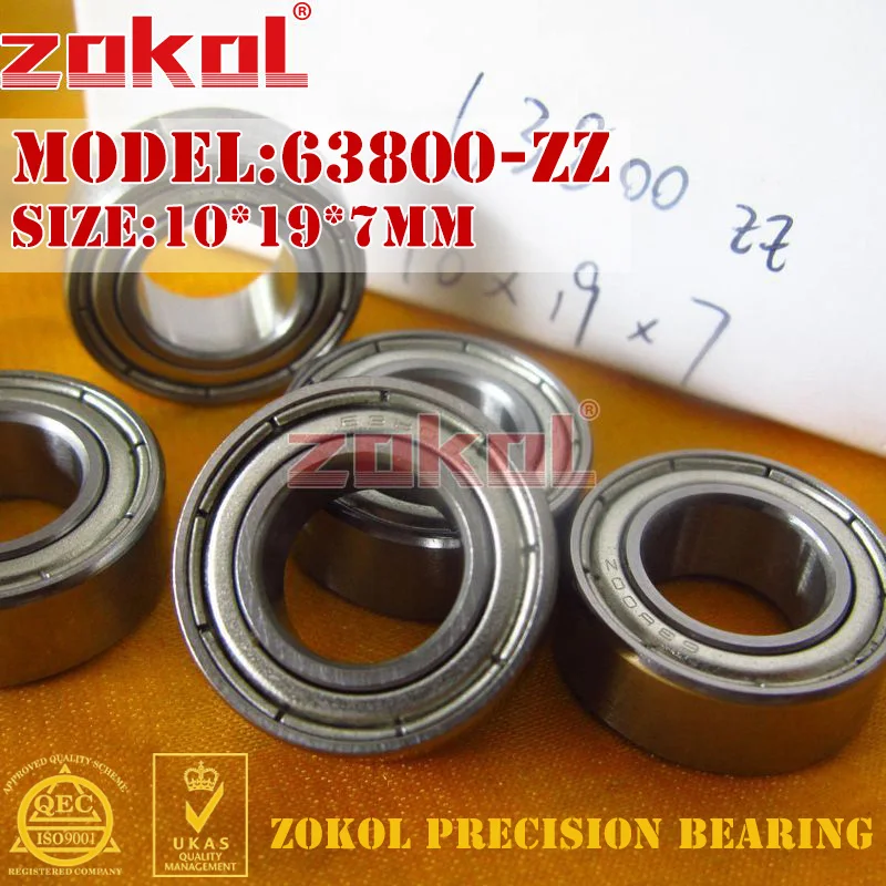 Подшипник ZOKOL 63800 ZZ 3000800 глубокий шаровой подшипник 10*19*7 мм|bearing bearing|bearing groovebearing ball