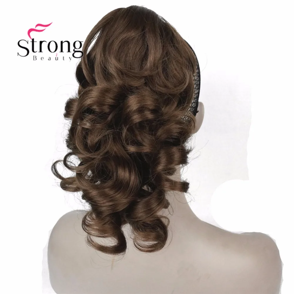 StrongBeauty, 12 дюймов, кудрявые синтетические накладные волосы на заколках в виде когтей, конский хвост, синтетические накладные волосы, 125 г, с зажимом для челюсти/когтей