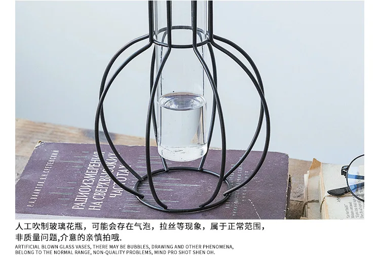 Винтажная креативная гидропонная прозрачная ваза для растений деревянная рамка