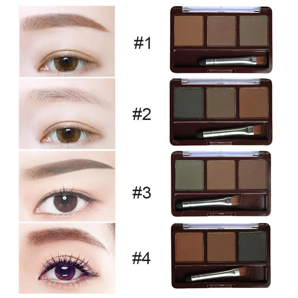 Палетка теней для бровей 3 цвета профессиональная косметика водостойкий стойкий