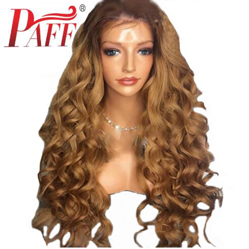 PAFF 180% Density Full Lace Wigs HUman Hair Brown Color Remy Brazilian Wig Water Wave Pre Plucked With Baby | Шиньоны и парики