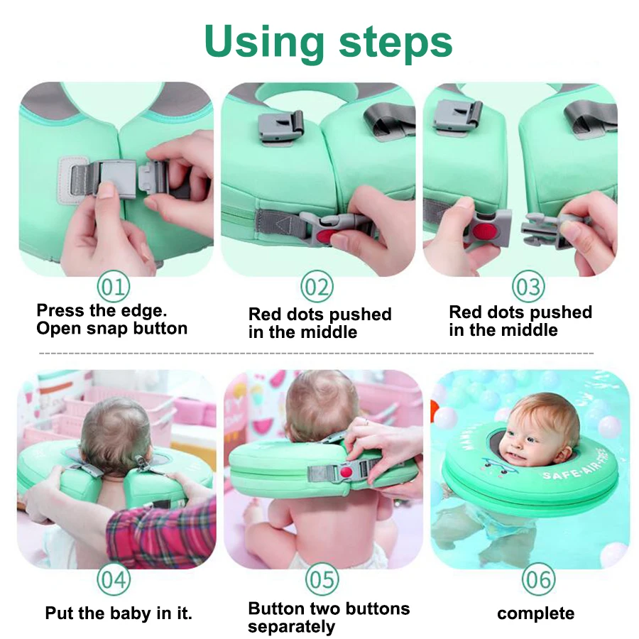 Безопасное детское плавательное кольцо без надувания с двойной защитой Детская