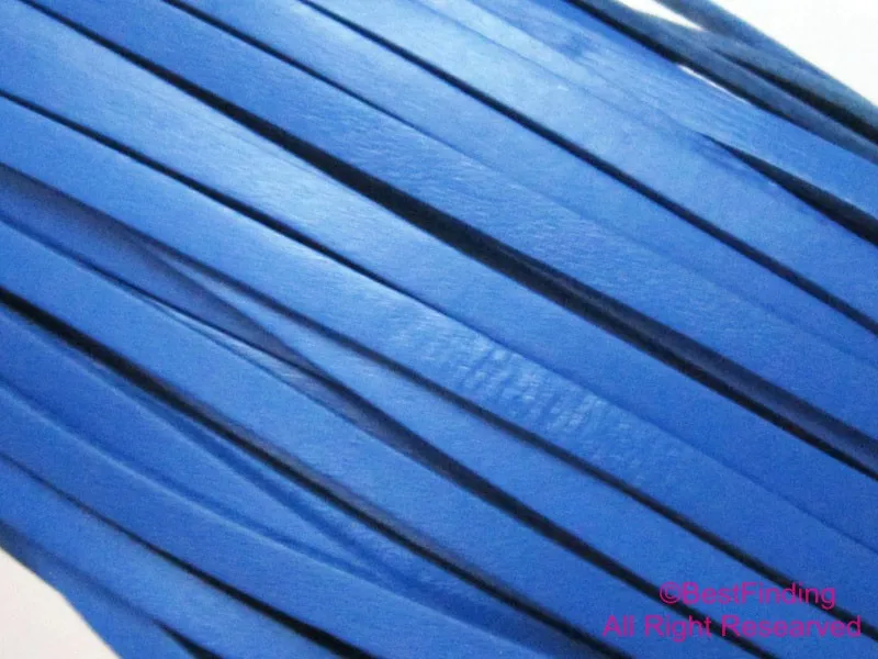 

5x2mm Blue leather cord Genuine 5mm Flat leather cord
