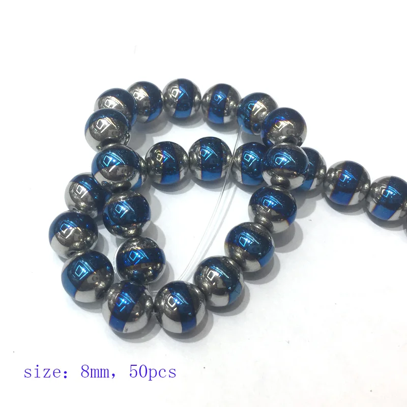 Natural Stone Hematite Beads Round Loose Semi Plating Color 6mm 8mm For DIY Necklace Bracelet Jewelry Making Pick Size15'' |