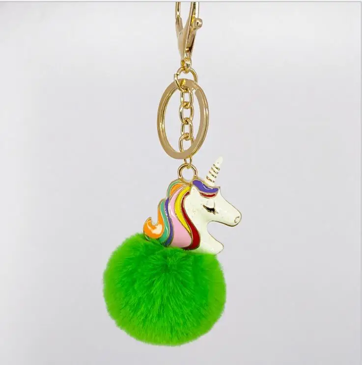 Новое поступление супер мило радуга Лошадь Единорог пушистый меховой помпон