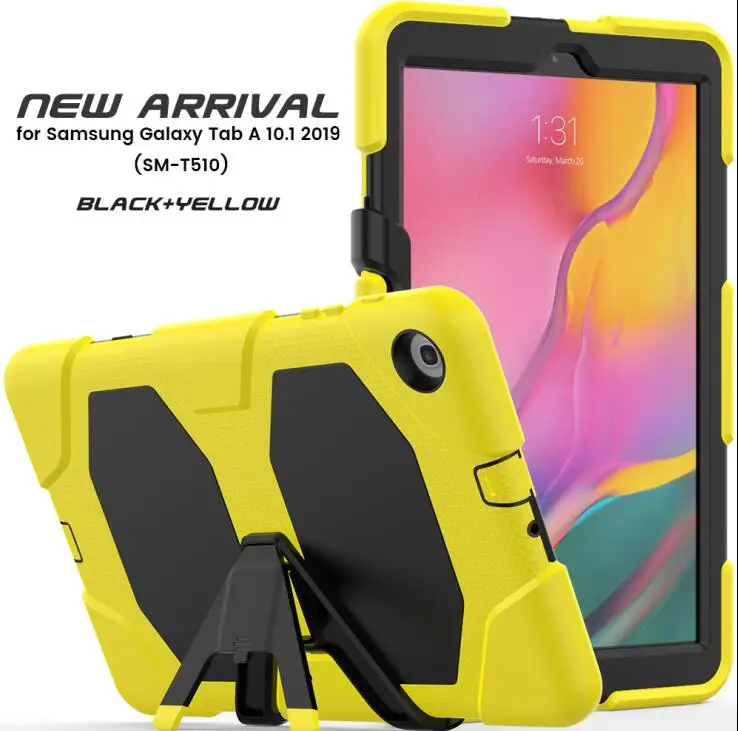 Цвет: желтый Детский противоударный чехол для samsung Galaxy Tab A SM-T510 SM-T515 T510 T515 чехол-подставка для планшета Tab A 10,1+ ручка+ пленка - Цвет: Цвет: желтый