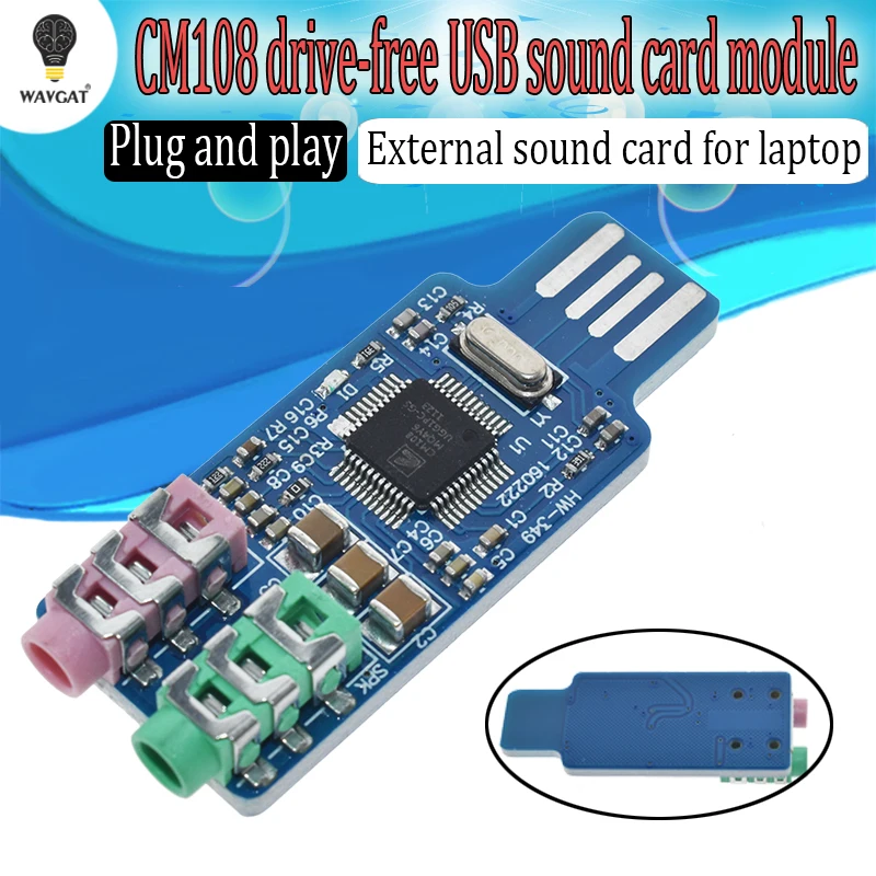 USB накопитель CM108 3 5 мм Бесплатная Звуковая карта для ноутбука компьютера внешняя