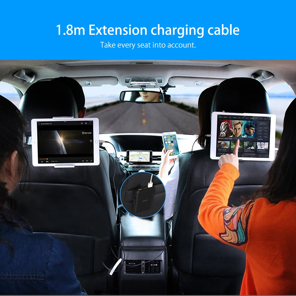 ORICO автомобильное зарядное устройство 5 портов QC3.0 USB Автомобильное зарядное устройство Универсальный USB быстрый адаптер 52 Вт для MPV автомобильных мобильных телефонов планшетных ПК 12 В/24 В