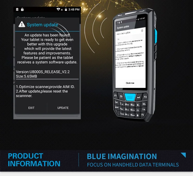 Сенсорный экран android Ручной pda машины сканер штрих-кода qr код 1d 2d устройство