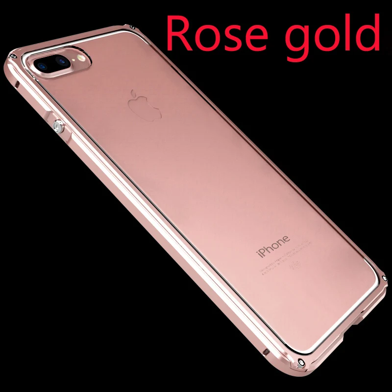 Металлический бампер чехол для iphone 8 чехол Алюминий Рамка для iphone 8 7 Плюс Прозрачный задняя крышка Coque для iphone 7 металл пластмасс случае - Цвет: rose gold