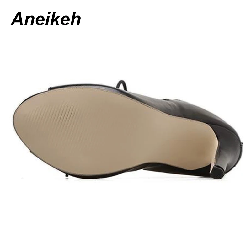 Aneikeh/обувь с перекрестными ремешками в римском стиле; женские ботинки; пикантные сандалии-гладиаторы на шнуровке с открытым носком; женские ботильоны на высоком тонком каблуке