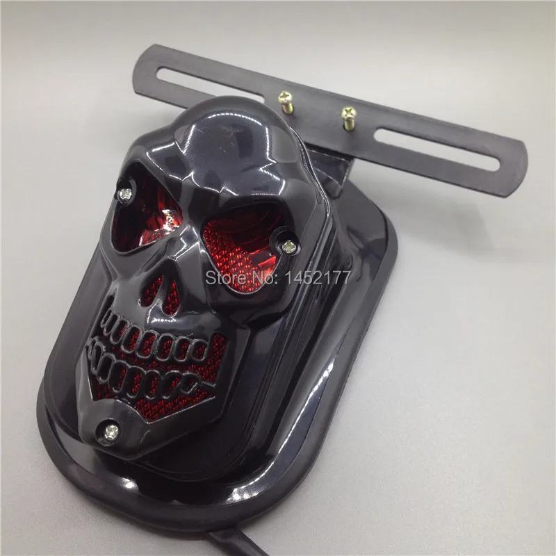 Yecnecty Универсальный мотоциклетный задний фонарь для Кафе Racer 12 В черный череп