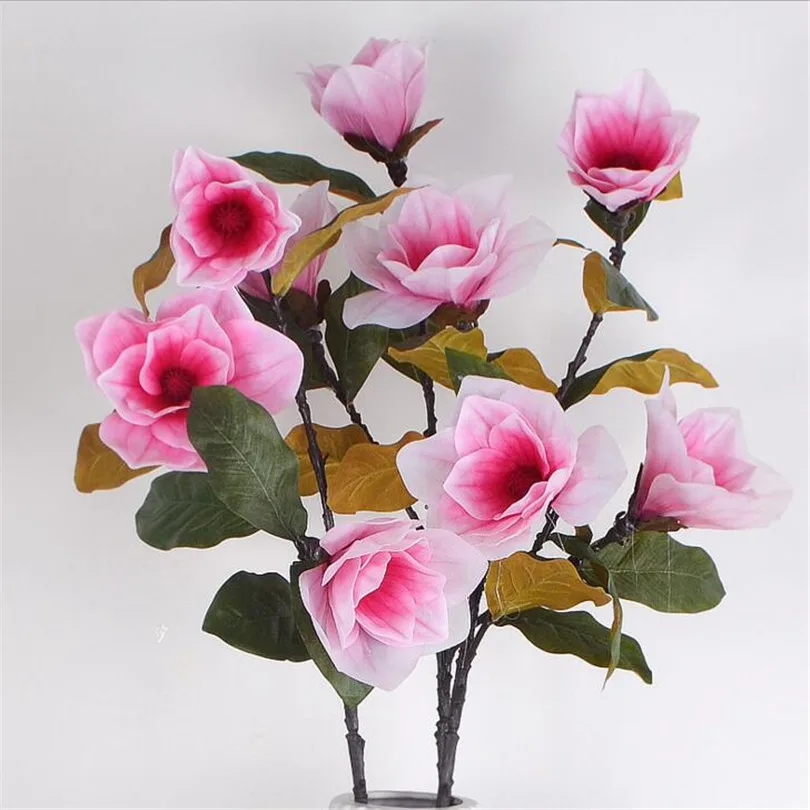 10 шт. большой цветок магнолии 3 головки настоящие сенсорные орхидеи PU Цветы для