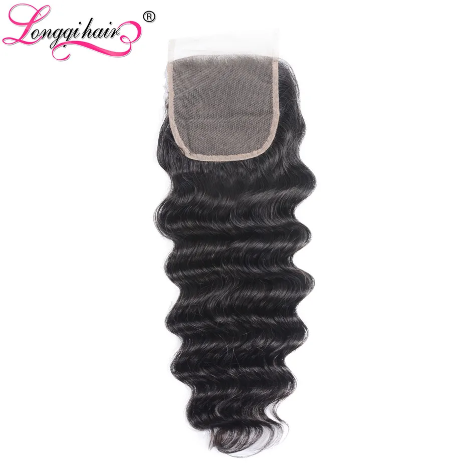 Longqi бразильские свободные волнистые пряди с закрытием Remy 100% человеческие волосы