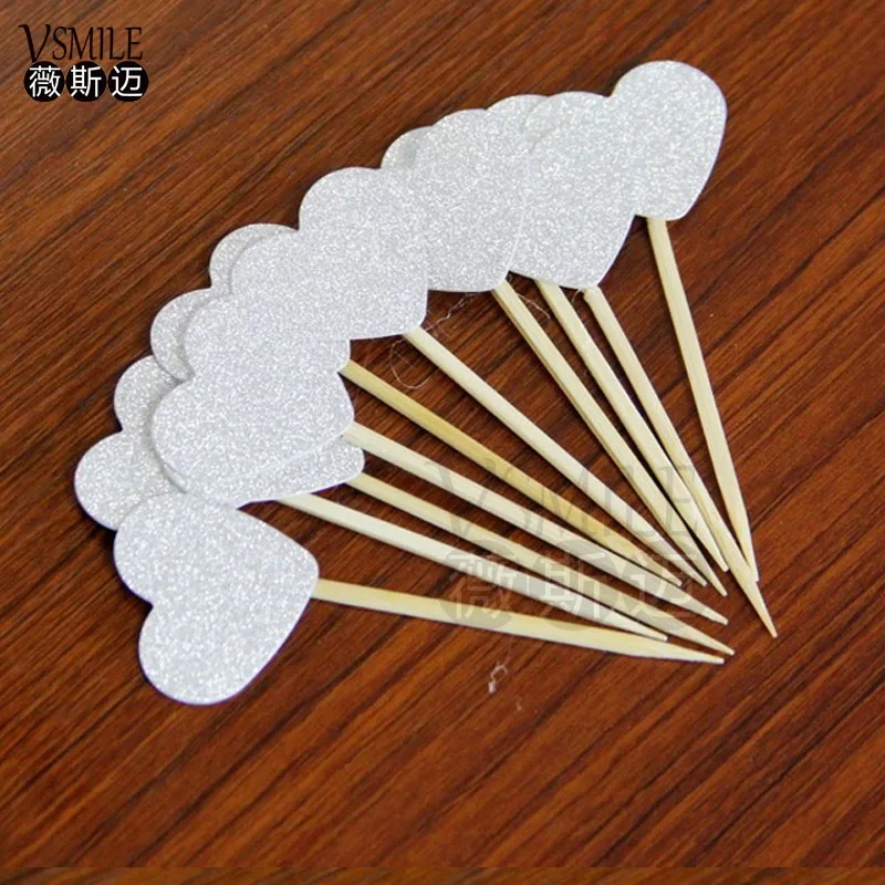 30 шт чистый цвет сердце любовь дизайн с кексом Торт Топперы выбрать украшение для