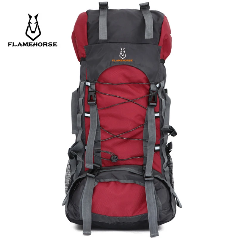 red Пламя лошадь 60L новые мужские туфли-оксфорды Водонепроницаемый сумка для спорта и путешествий, школьные рюкзаки Для мужчин Для женщин Кемпинг Альпинизм Пеший Туризм Рюкзаки - Цвет: red