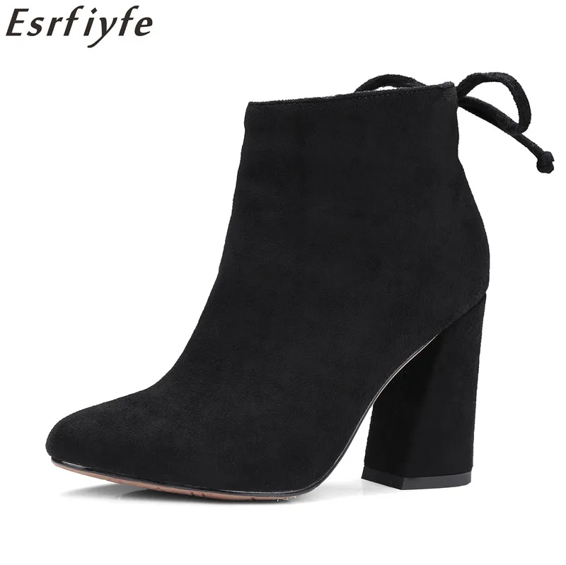 ESRFIYFE/Новые осенне-зимние женские ботильоны короткие ботинки на высоком каблуке