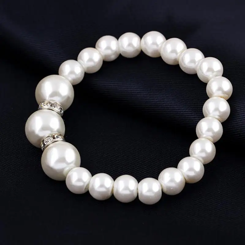 Изящные элегантные свадебные серьги с белыми бусинами браслет ожерелье женское |