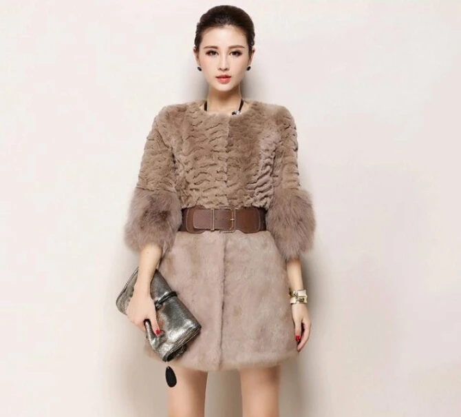 Кожа трава искусственного меха зиму кардиган пальто осень и зима 2015 мода новый