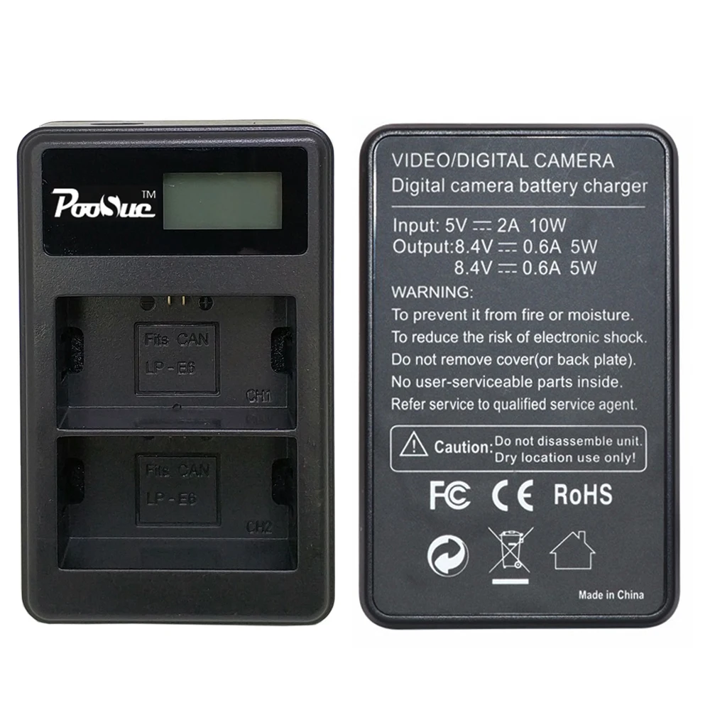 Фото Двойное зарядное устройство для Canon EOS 6D 7D 5DS 5DSR 5D Mark II IV 5D 60D 60Da 70D №3