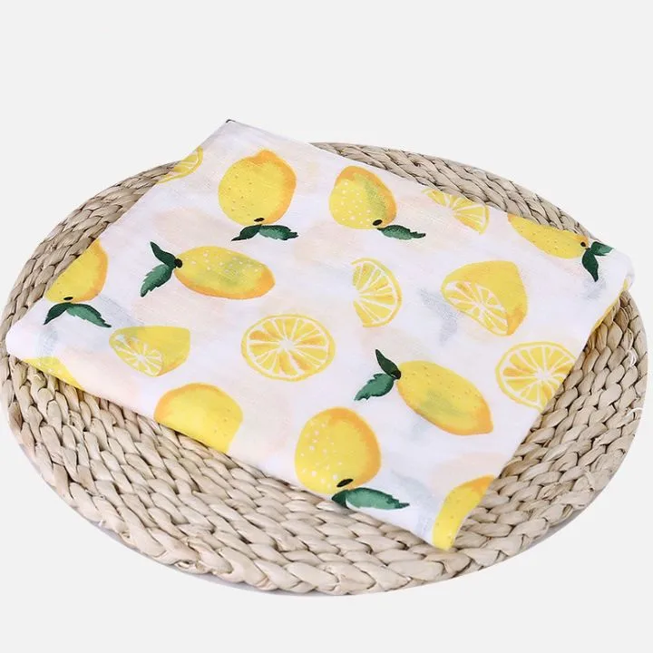 Lemon Муслиновое детское Пеленальное Одеяло, хлопковое детское одеяло, многофункциональное Пеленальное Одеяло для новорожденных, мультяшное Марлевое банное полотенце, игровые коврики - Цвет: Lemon