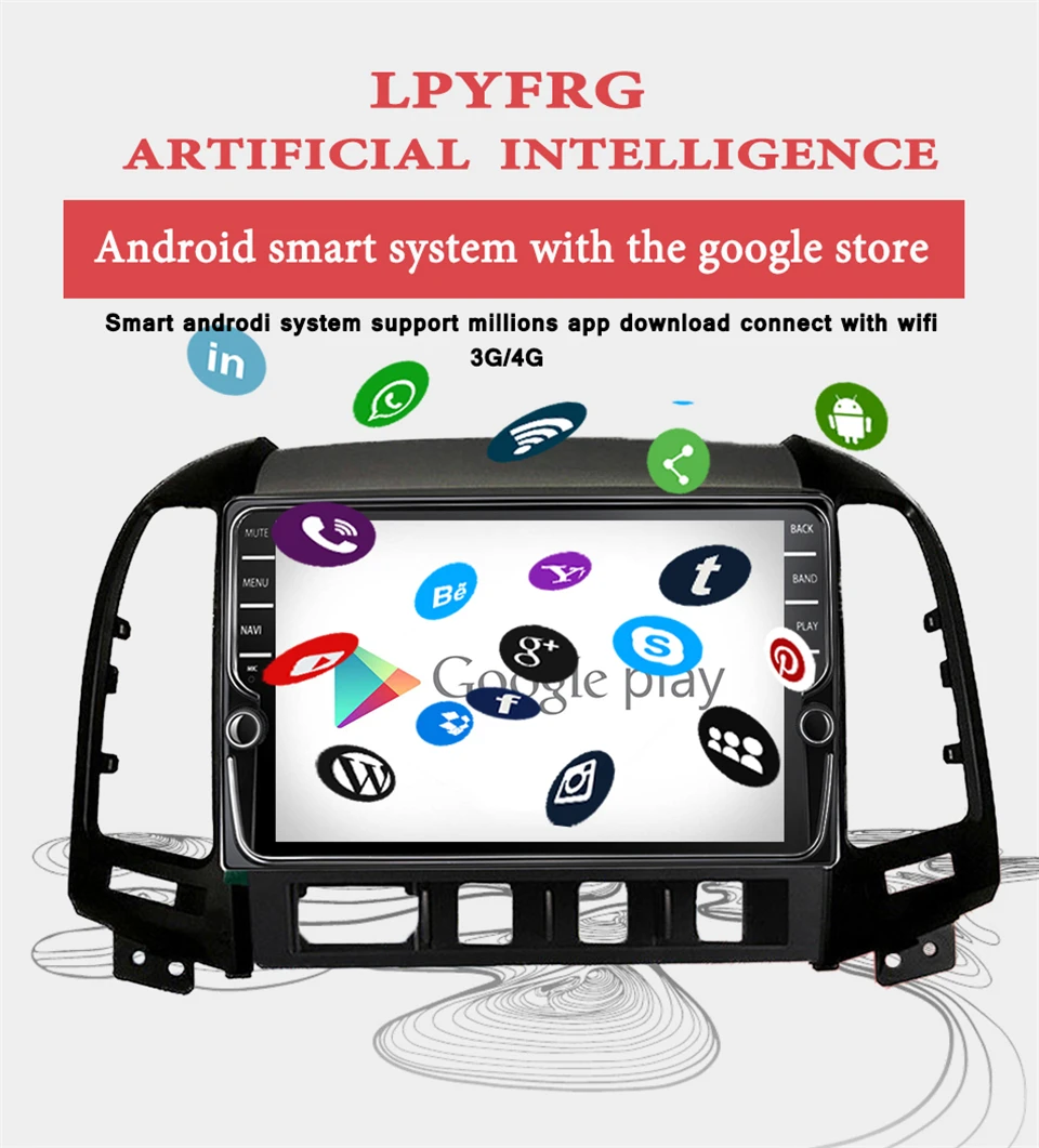 1024*600 Восьмиядерный 4G Android 9,1 2din автомобильный Радио DVD gps для hyundai Santa Fe 2006-2012 головное устройство радио Cessette рекордер 4 отверстия