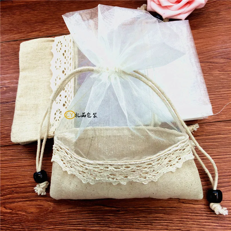 Джутовая льняная гессенская свадьба подарочные сумки Сумка марлевые конфеты