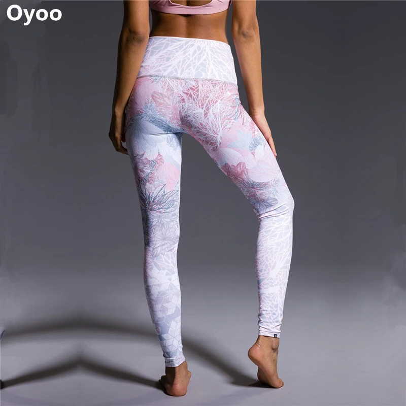 Спортивные Леггинсы Oyoo с цветочным принтом и высокой талией милый женский