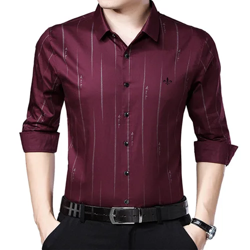 XYD73512RED Dudalina Me Shirt Men's Striped Dress Shirts Male High Quality Long Sleeve Slim Fit Business Casual Shirt Camisa - Цвет: XYD73512RED
