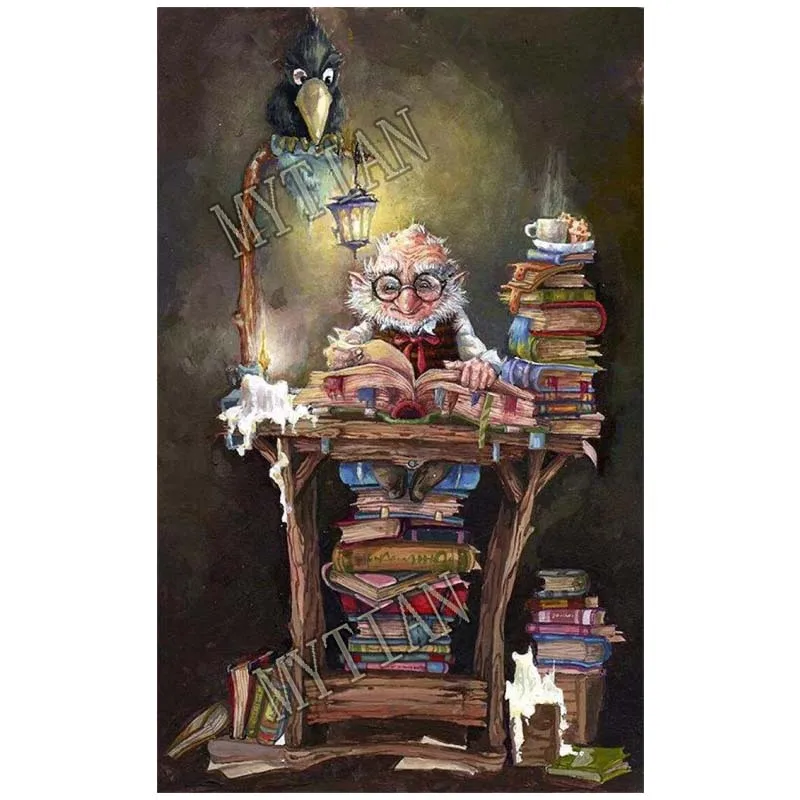 Алмазная 5D картина мультяшная книга для чтения стариков с квадратными/круглыми