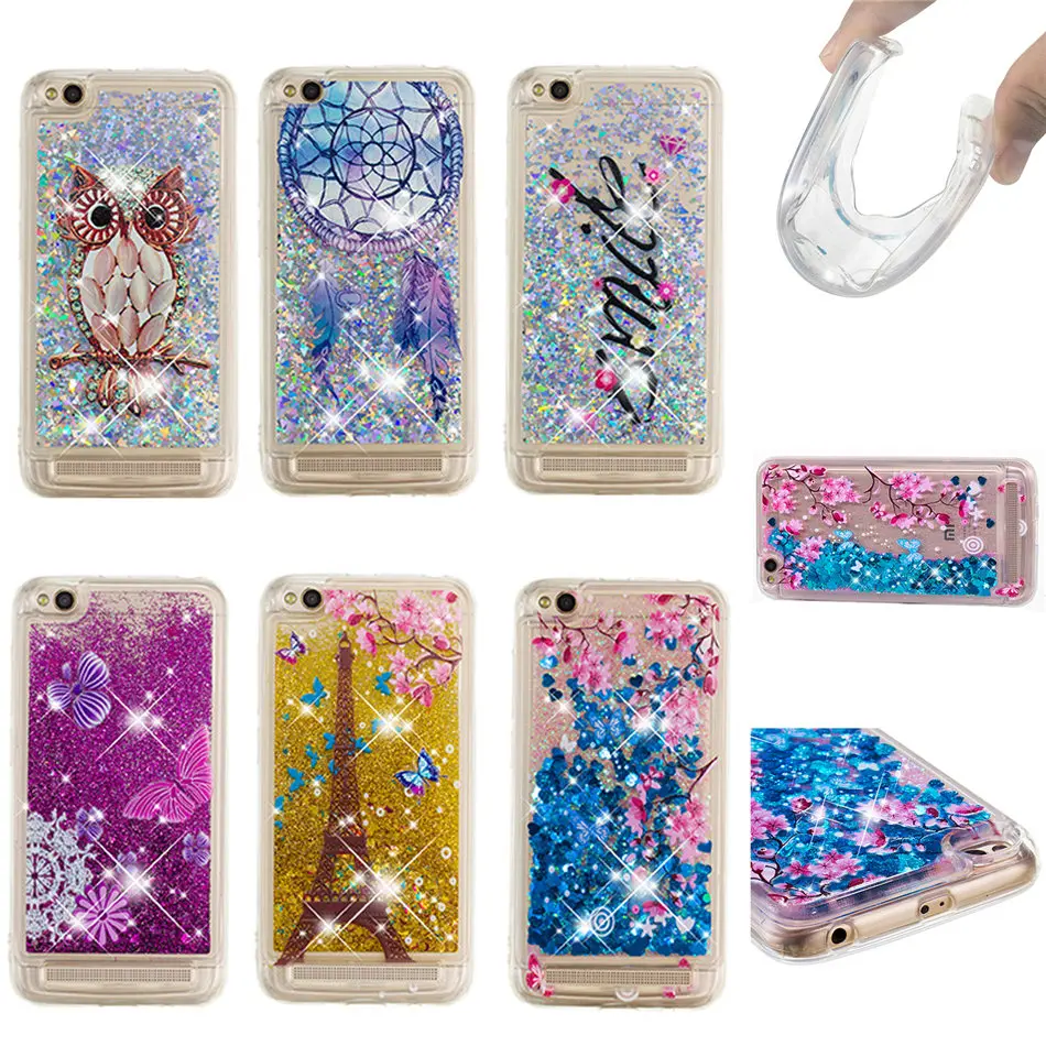Liquid Shining Phone Case For Xiaomi 5X A1 Redmi Note 5 5A 4X 4 4A Note5 Pro Capa Plum Tower Cute Soft Back Cover Cases Bag P03G