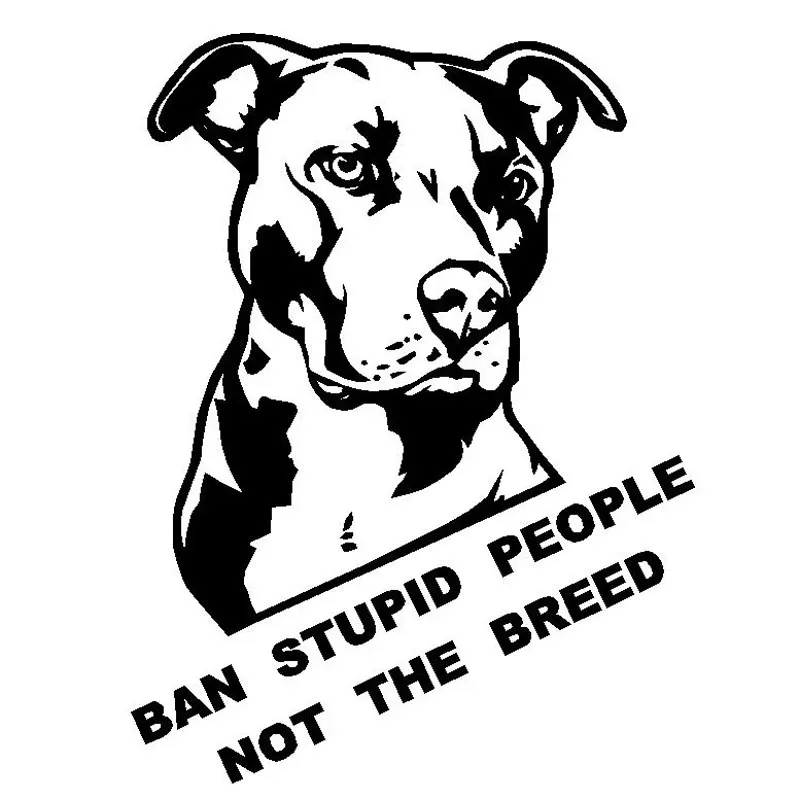 

20CM*26CM Ban Stupid People Not The Breed Pitbull Car Sticker And Decals Motorcycle Car Styling Accessories Black/Sliver C8-0847