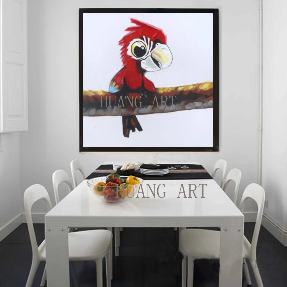 Роскошное настенное Искусство Ручная роспись животных забавное животное птица
