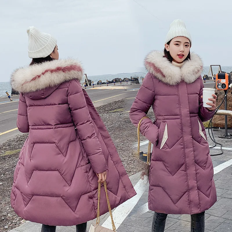 down parka jacket women medium length knee and thick 922 | Женская одежда