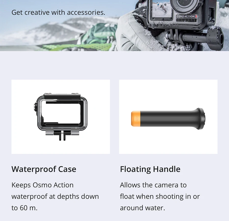 DJI Osmo экшн Спортивная камера с двойными экранами и стабилизацией RockSteady 4K HDR видео UHD качество изображения Водонепроницаемый