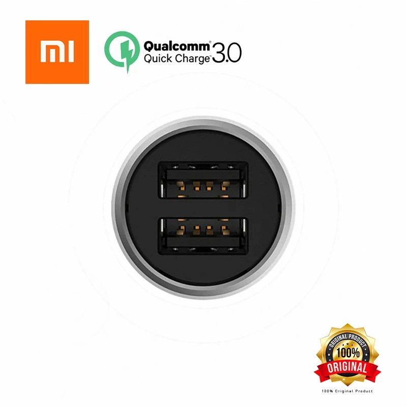 Xiao mi оригинальный автомобиль Зарядное устройство QC3.0 автомобиля 5 В/3A Dual USB